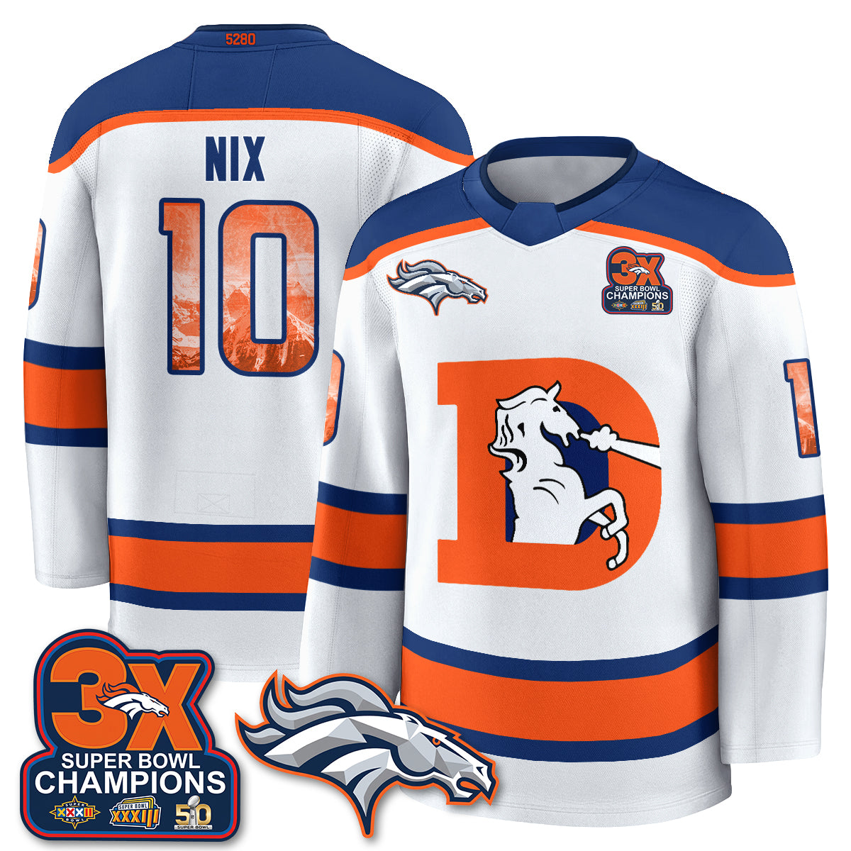 Denver Broncos Fan Gear Edition Hockey Jersey - Stitched