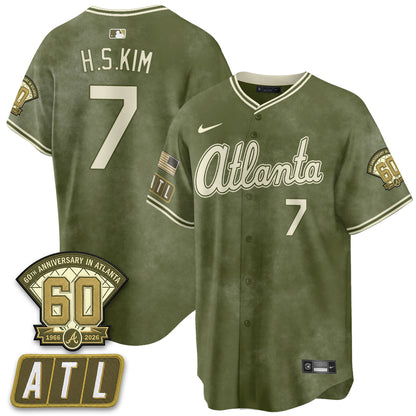 ATL New Era Olive 2026 Armed Forces Day Vapor Limited Jersey - All Stitched