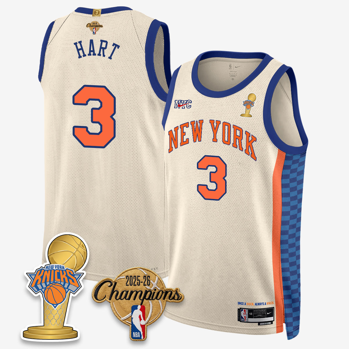 NYK 2026 NBA Champions Gold Edition Vapor Jersey - Stitched n3