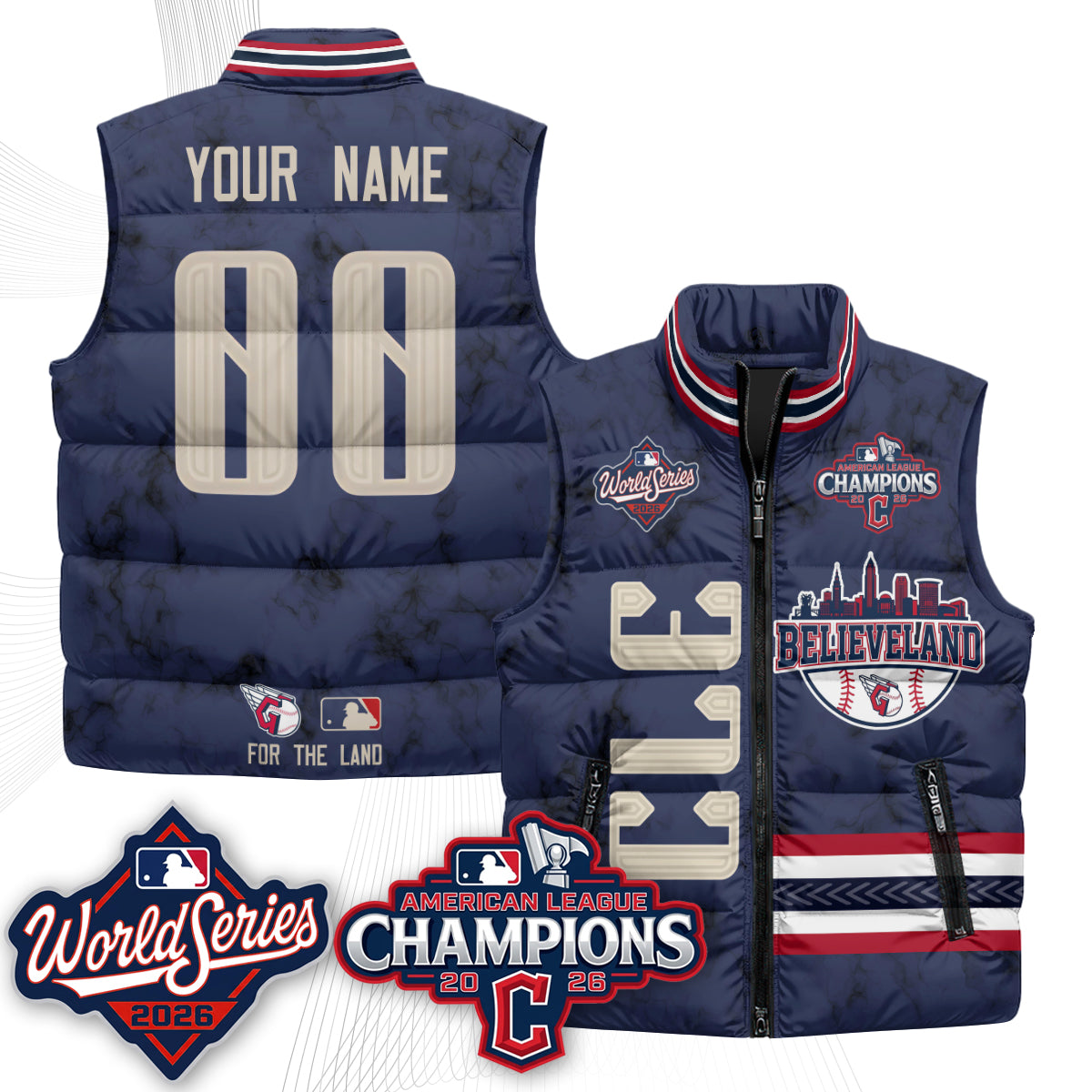 CLE 2026 AL Champions Custom Puffer Vest - Printed