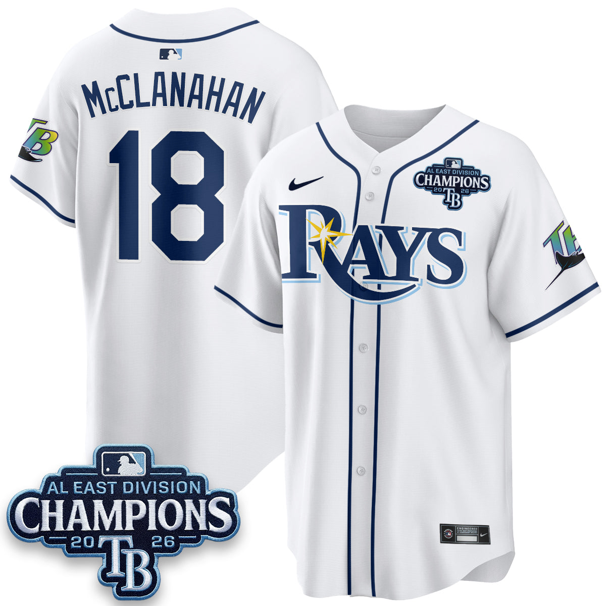 Tampa Bay Rays 2026 AL East Champs Vapor Jersey - Stitched