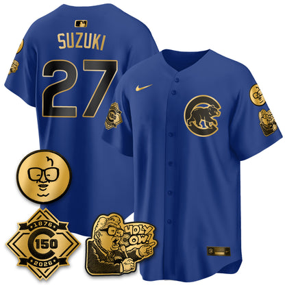 CHC 150th Anniversary Harry Caray Holy Cow Vapor Premier Limited Jersey - All Stitched V3