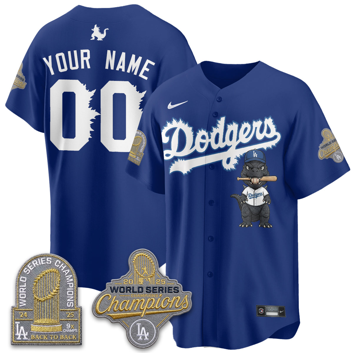 Los Angeles Dodgers x Godzilla Vapor Custom Jersey- Stitched
