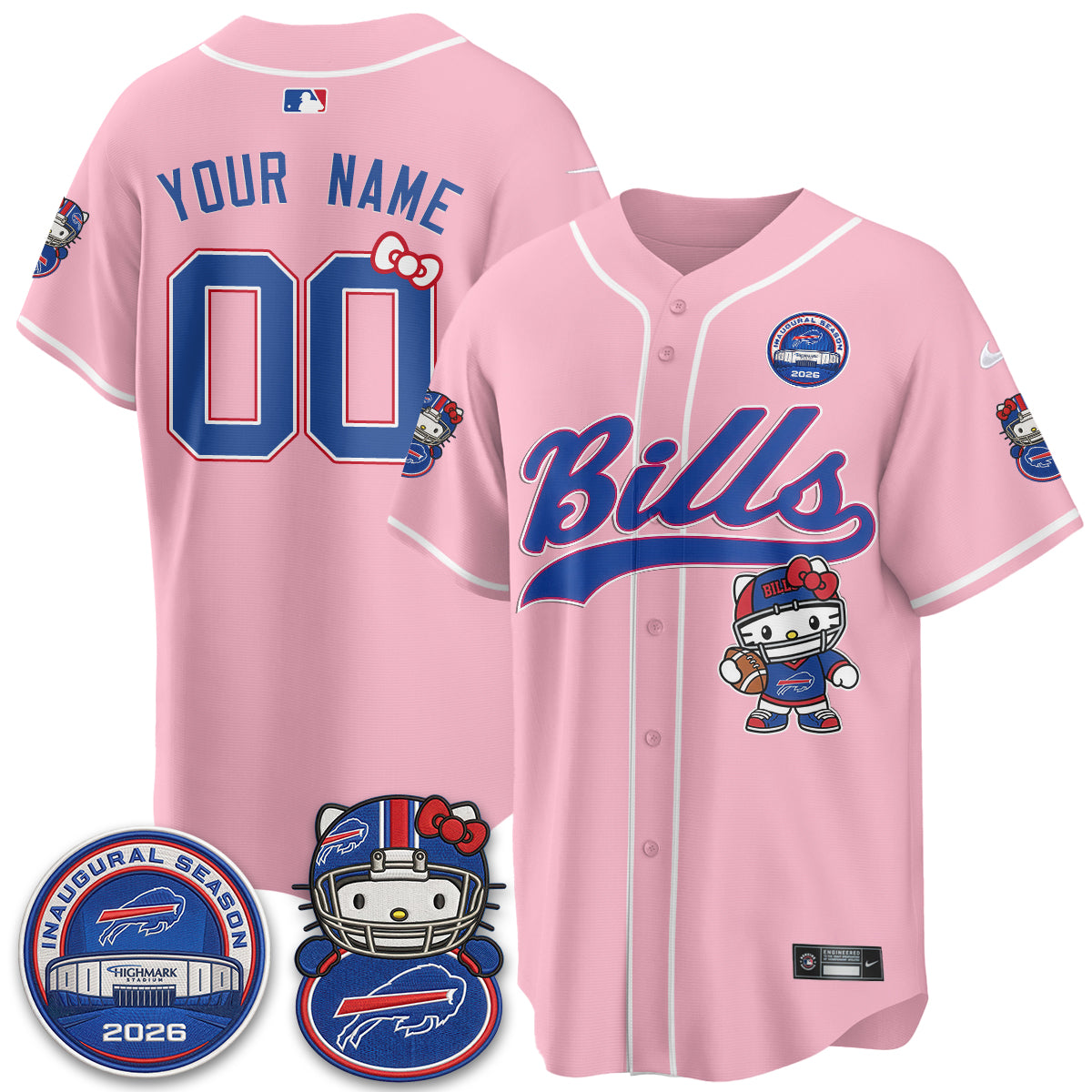 Buffalo Bills x Meow  Vapor Custom Baseball Jersey - Stitched