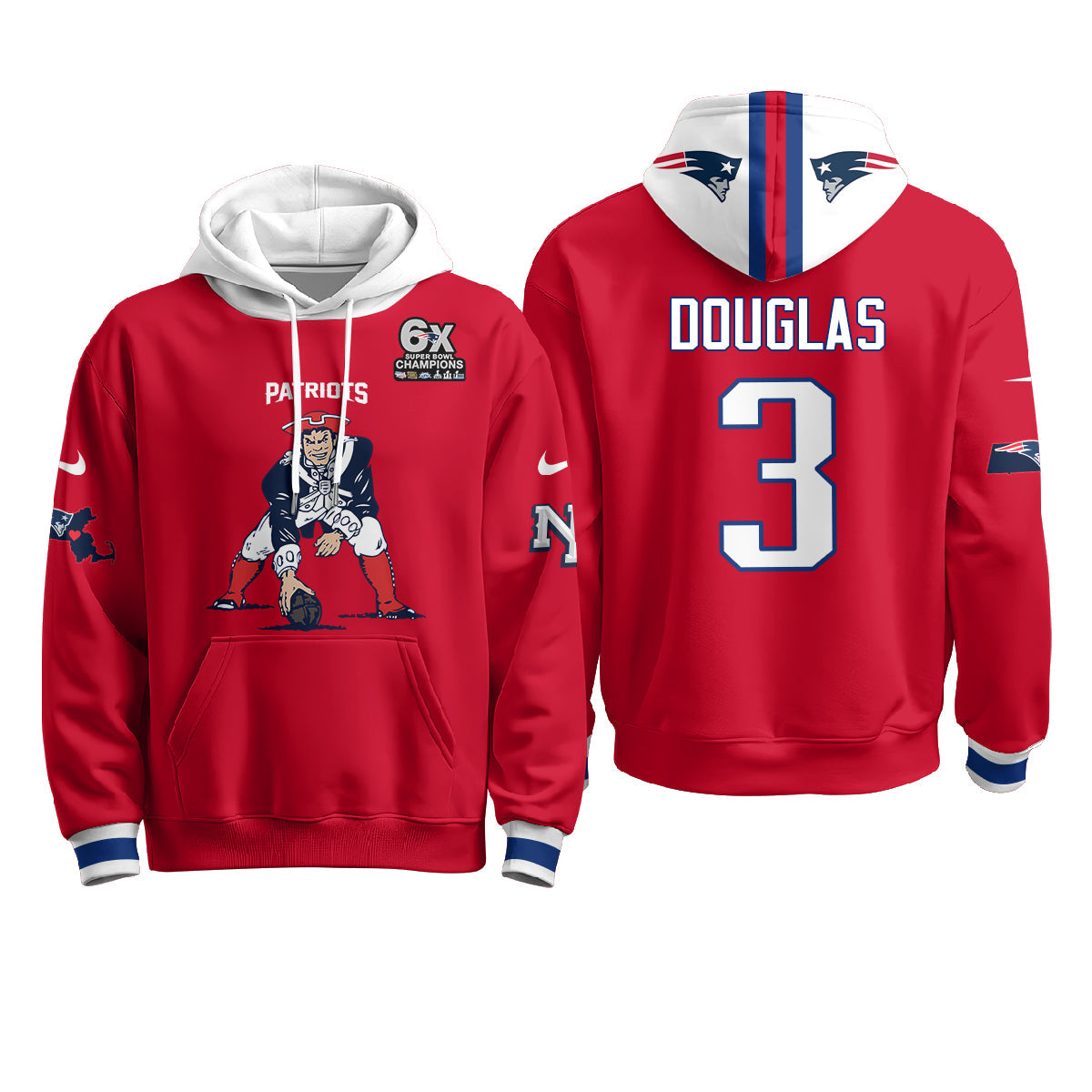 New England Patriots Minuteman Edition Fleece Hoodie - Printed