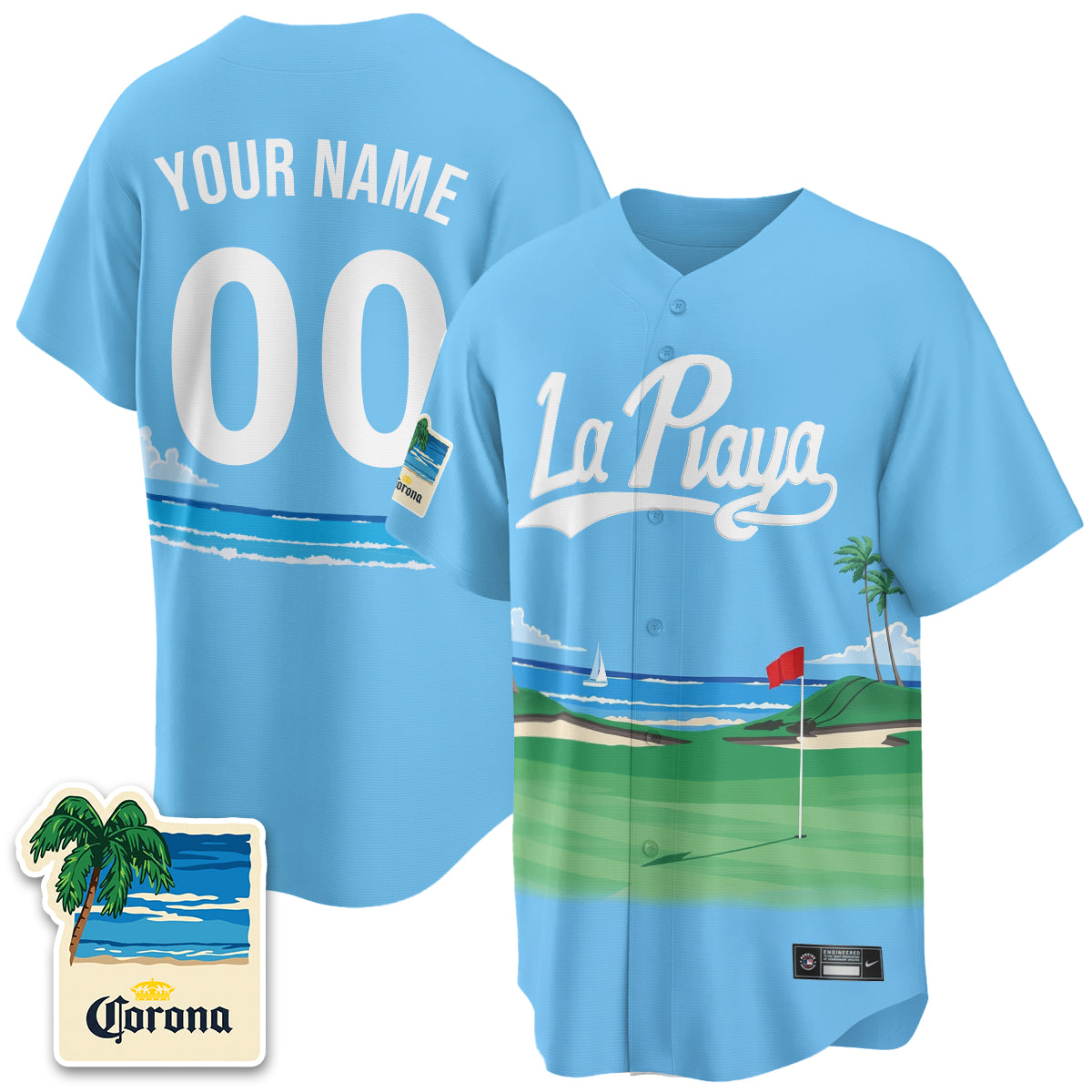 Los Angeles Dodgers Beach Connect "La Playa" Edition Vapor Custom Jersey- Patch Stitched