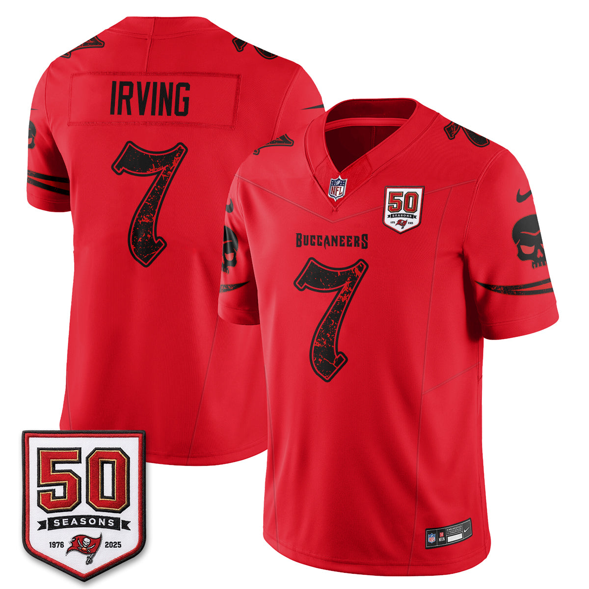 Tampa Bay Buccaneers Skull 50 Seasons Edition Vapor Jersey - Stitched