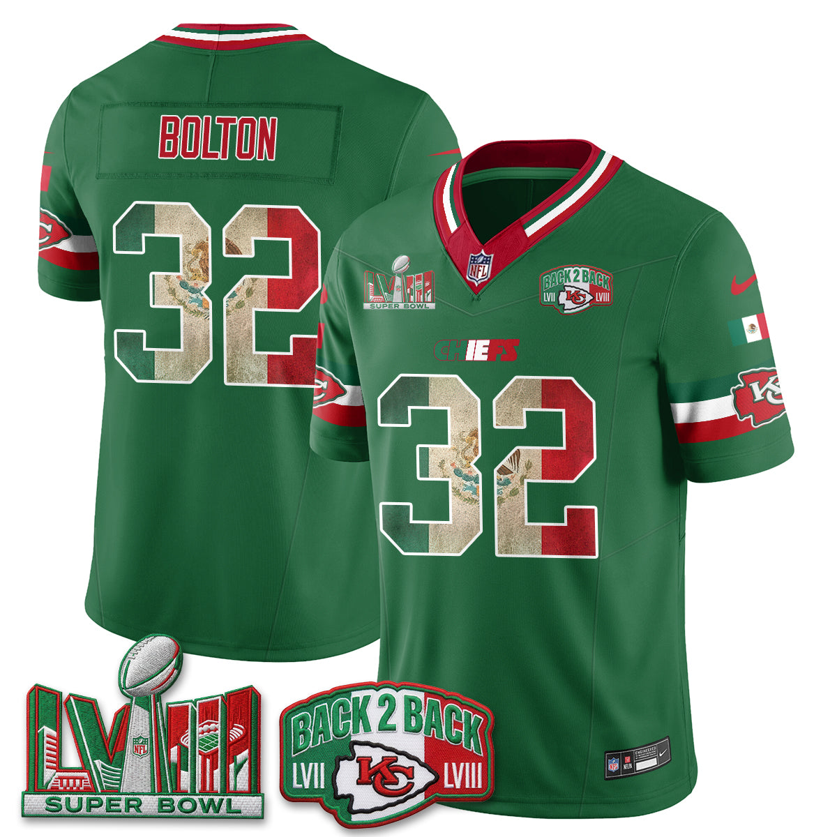Kansas City Chiefs Mexico Edition Vapor Jersey - Stitched