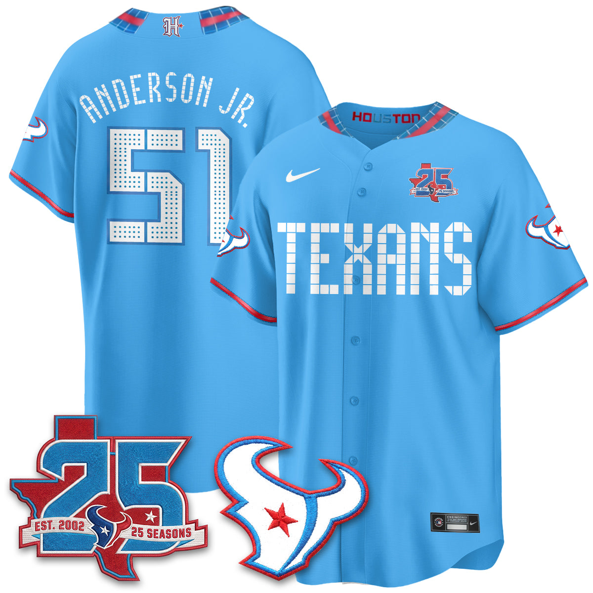 Houston Texans 2026 Rivalries Baseball Vapor Jersey - Stitched