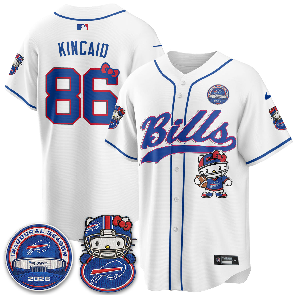 Buffalo Bills x Meow  Vapor Baseball Jersey - Stitched