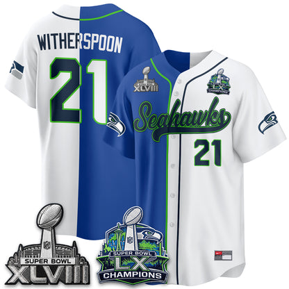 Seattle Seahawks S.Bowl Champs Split Baseball Vapor Jersey V1- Stitched
