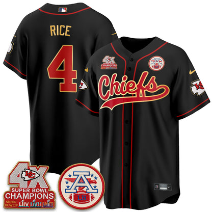 Kansas City Chiefs 4X Champs Gold Trim Edition Vapor Baseball Jersey - Stitched