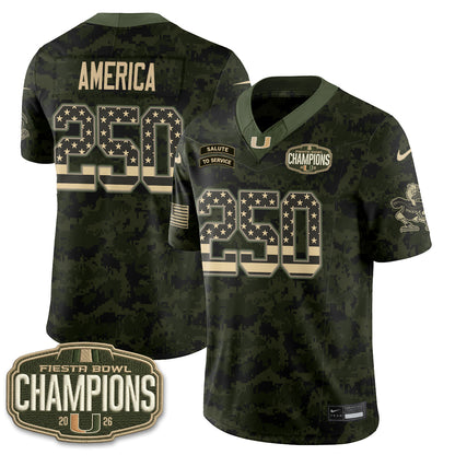 Miami Hurricanes 2026 Salute to Service Vapor Jersey - Stitched