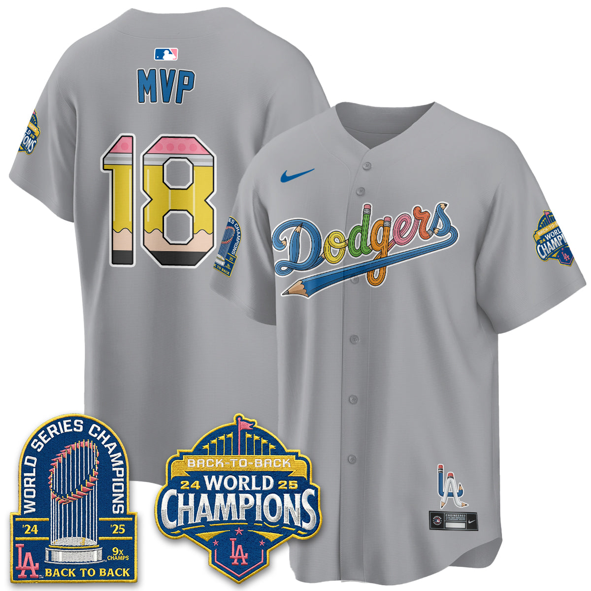 Los Angeles Dodgers x Back to School Style Vapor Jersey - Stitched