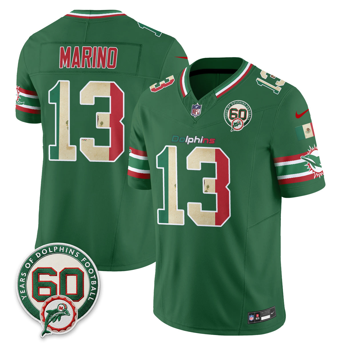 Miami Dolphins Mexico Edition Vapor Jersey - Stitched