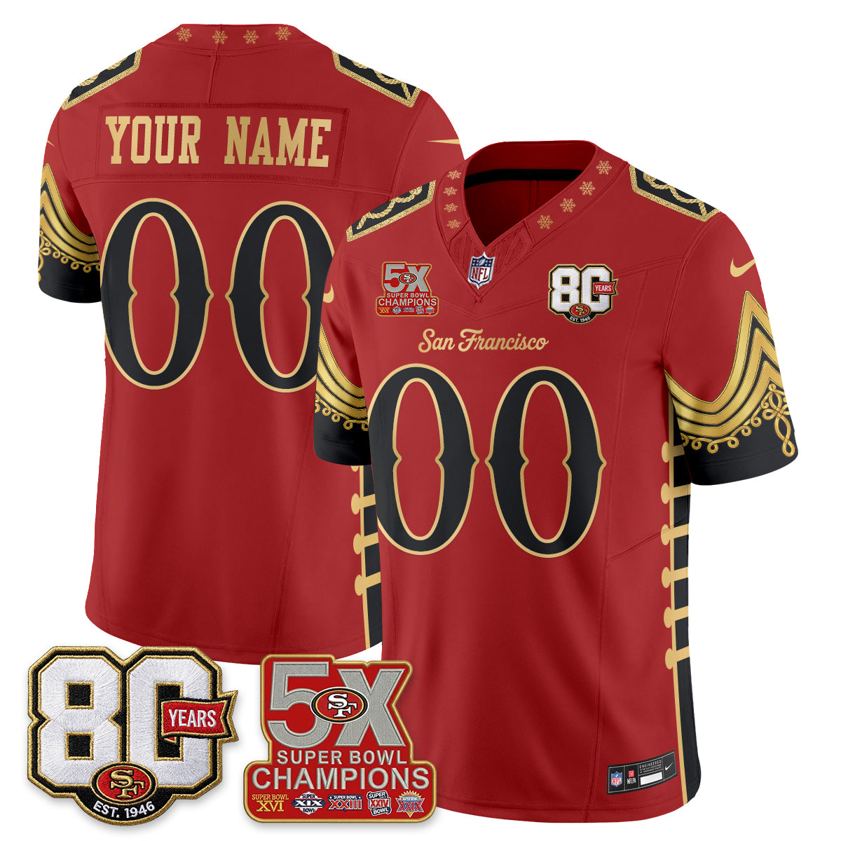 San Francisco 49ers Xmas Nutcracker Edition Vapor Custom Jersey - Stitched