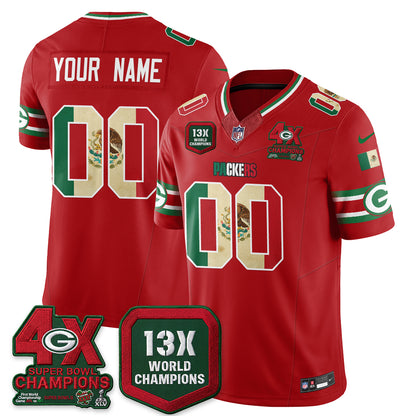 Green Bay Packers Mexico Edition Vapor Custom Jersey - Stitched