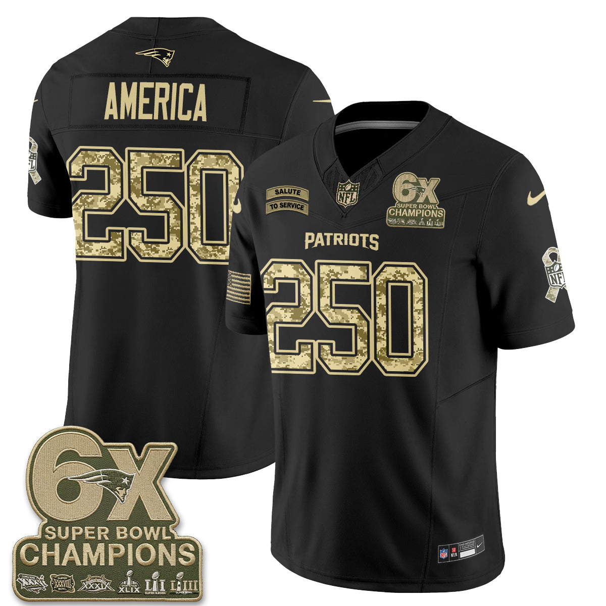 New England Patriots 2026 Salute to Service Vapor Jersey V2- Stitched