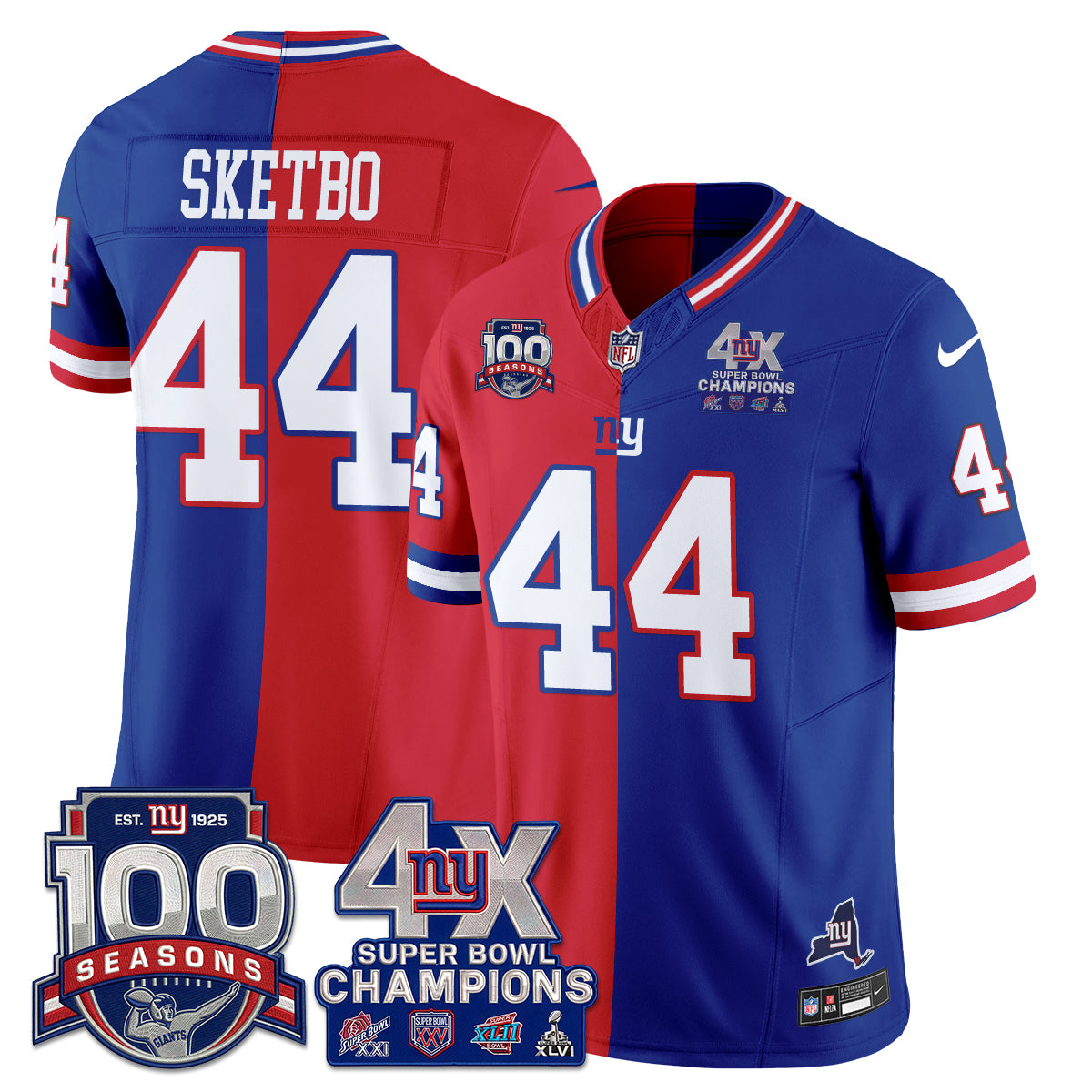 NYG 4X SBowl Split Edition Vapor Jersey - Stitched