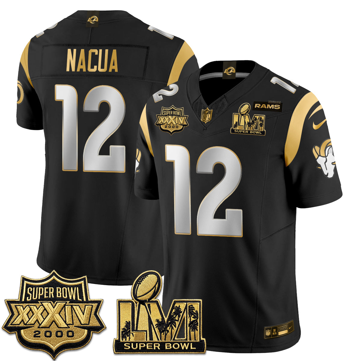 LAR SBowl Champs Gold Vapor Jersey - Stitched