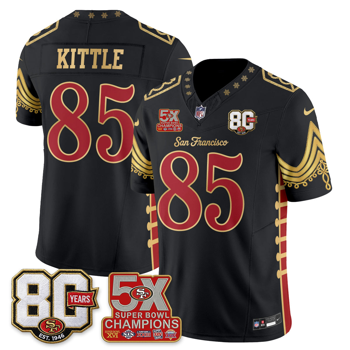 San Francisco 49ers Xmas Nutcracker Edition Vapor Jersey - Stitched
