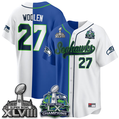 Seattle Seahawks S.Bowl Champs Split Baseball Vapor Jersey V1- Stitched