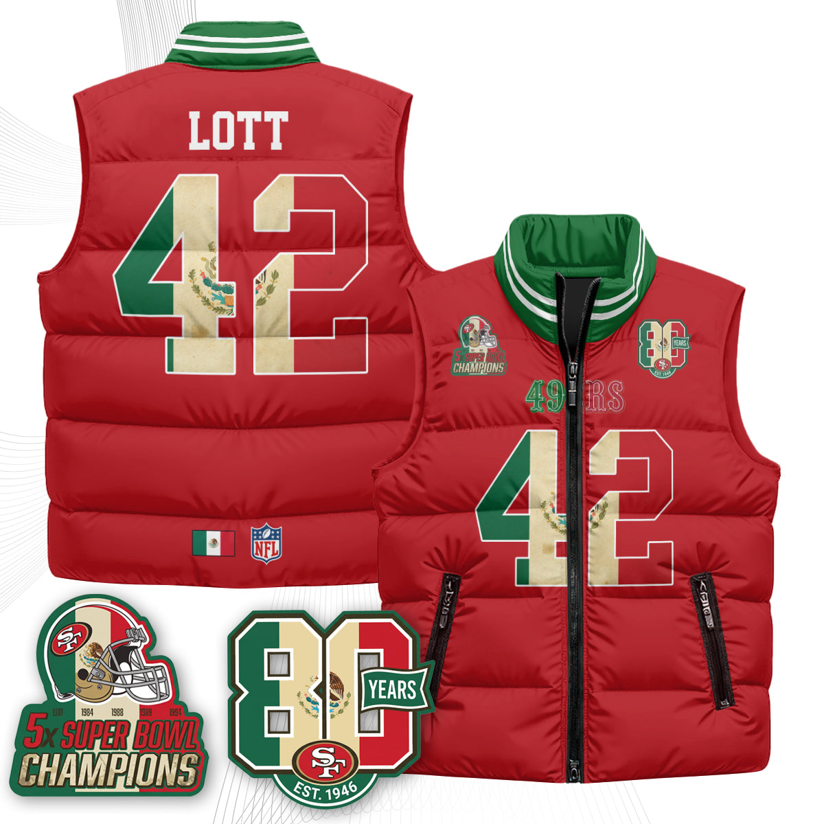SF Mexico Style Puffer Vest - Printed