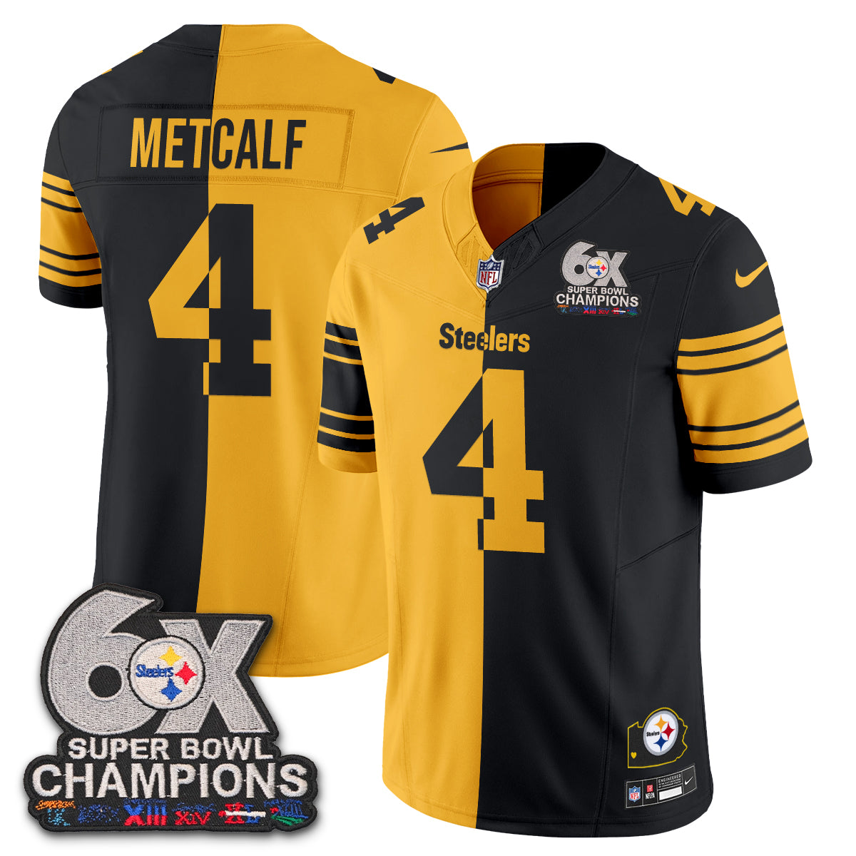 Pittsburgh Steelers 6x SBowl Split Edition Vapor Jersey - Stitched