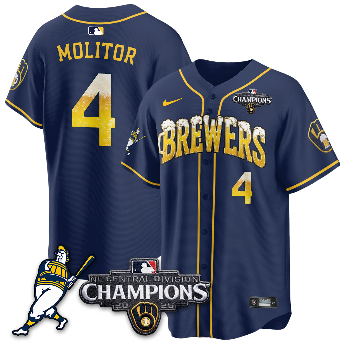 Milwaukee Brewers 2026 NL Division Champs Vapor Jersey V2- Stitched