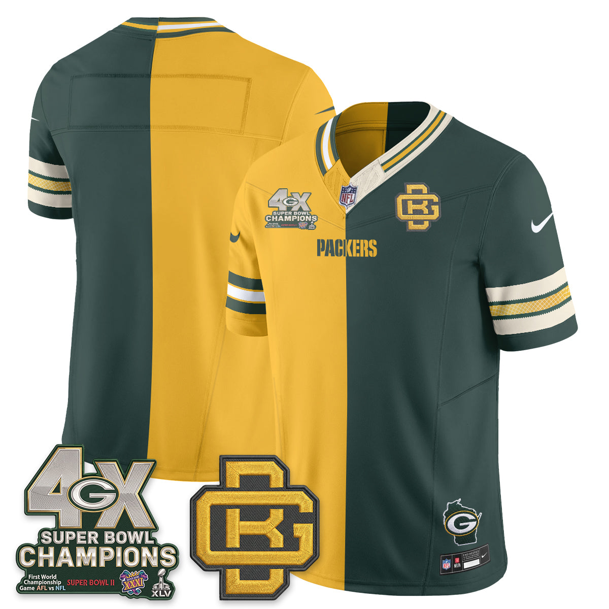 GB Rivalries Split Edition Vapor Jersey - Stitched