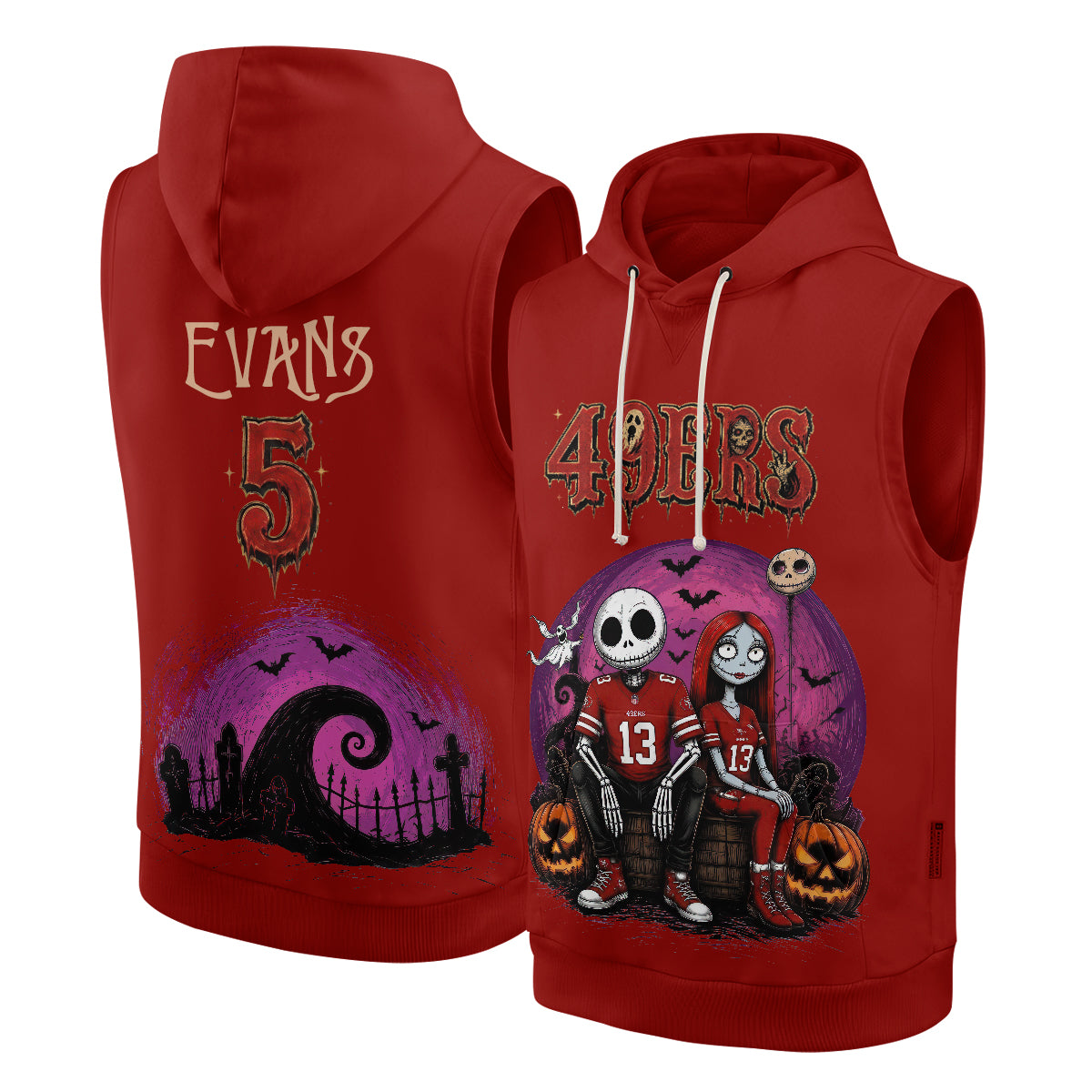 SF x Skeleton Gentleman & Rag Doll Bride Edition Sleeveless Hoodie Tank Top - Printed