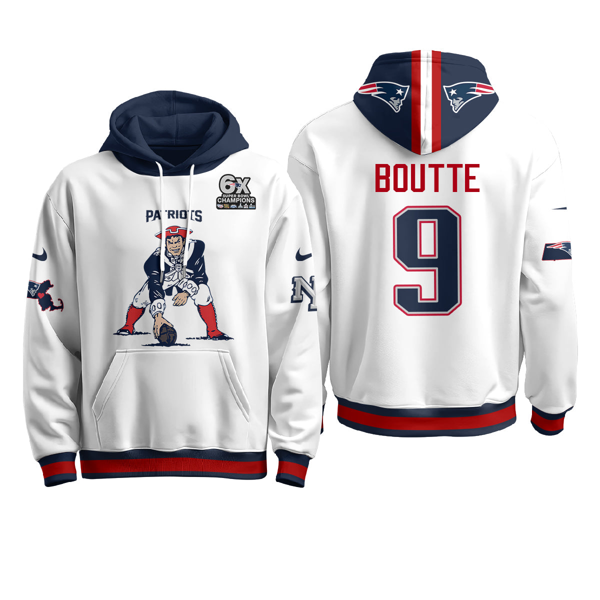 New England Patriots Minuteman Edition Fleece Hoodie - Printed