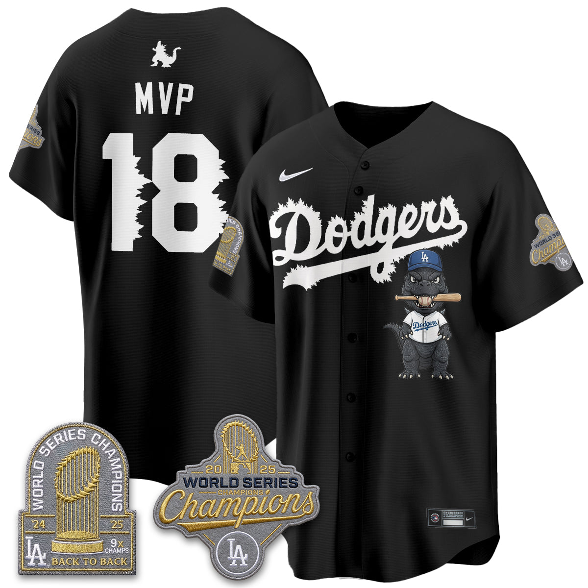 Los Angeles Dodgers x Godzilla Vapor Jersey- Stitched