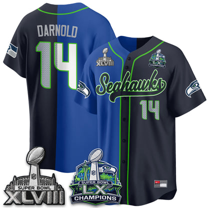 Seattle Seahawks S.Bowl Champs Split Baseball Vapor Jersey V1- Stitched