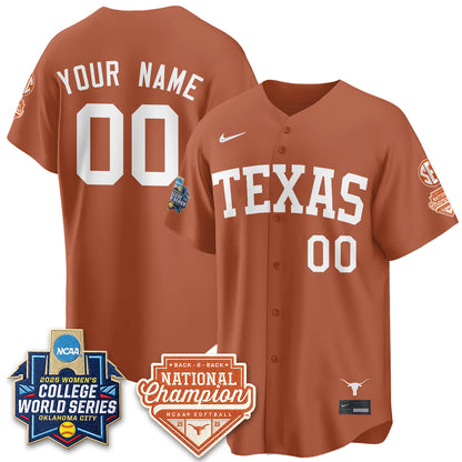 Texas Longhorns Softball 2026 World Series (WCWS) Vapor Premier Limited Custom Jersey - B2B Champs - All Stitched