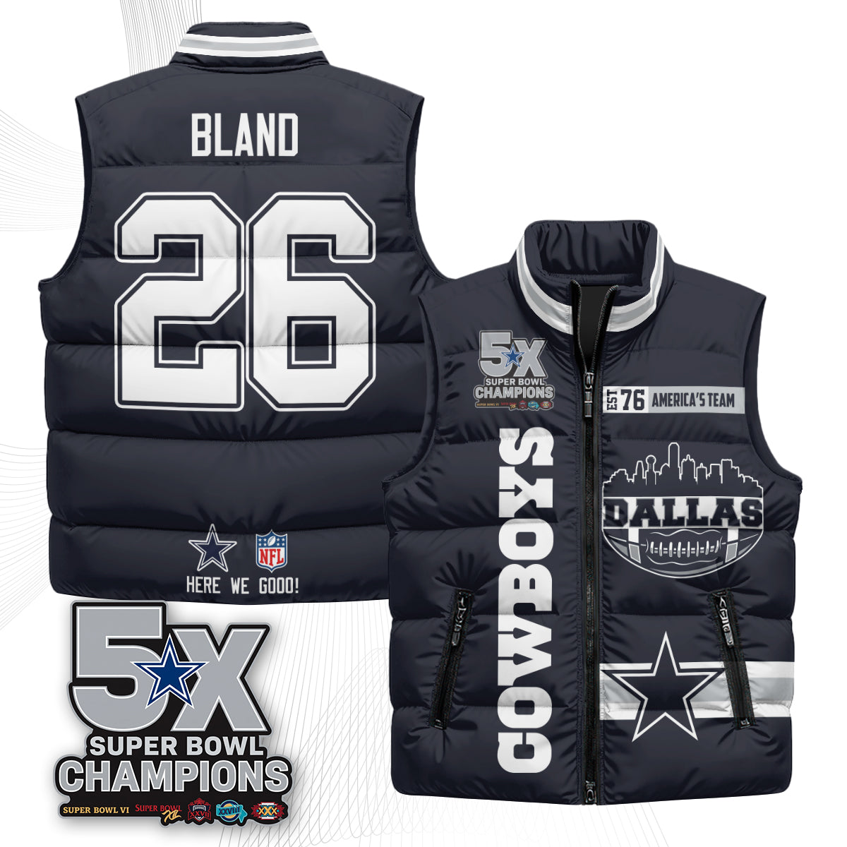 DAL "America's Team" Puffer Vest - Printed