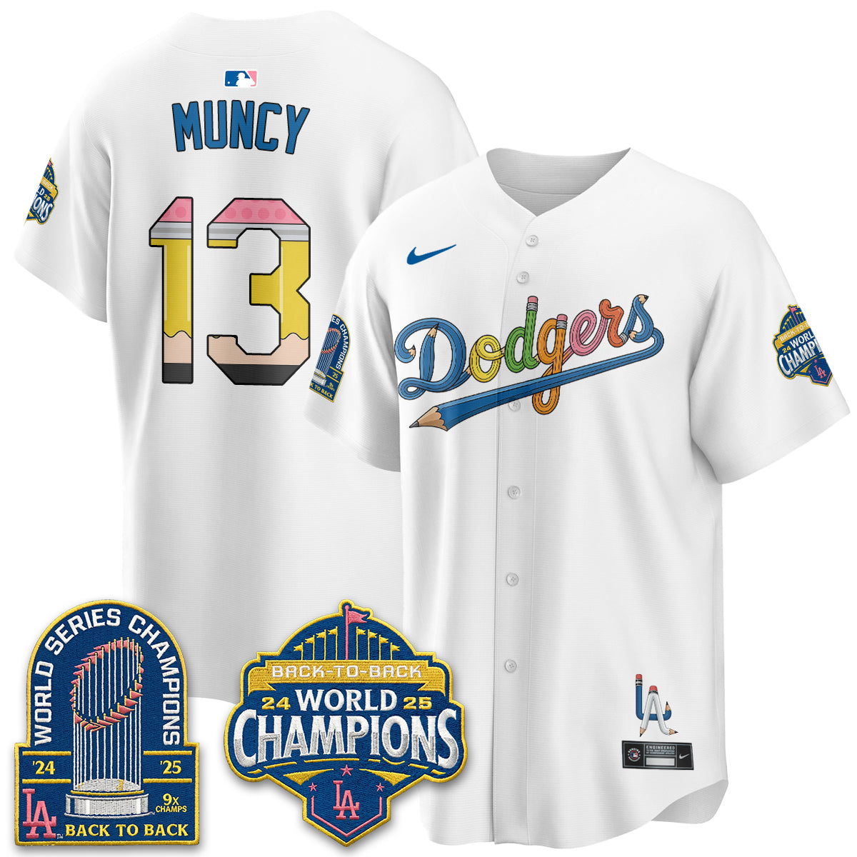 Los Angeles Dodgers x Back to School Style Vapor Jersey - Stitched