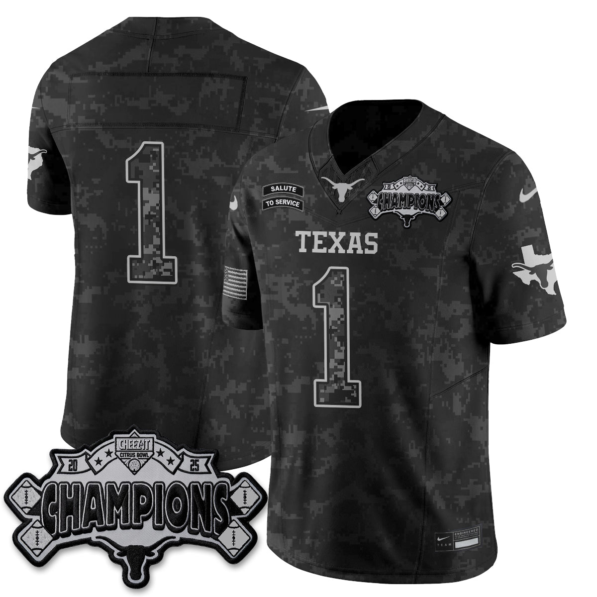 Texas Longhorns 2026 Salute to Service Vapor Jersey - Stitched