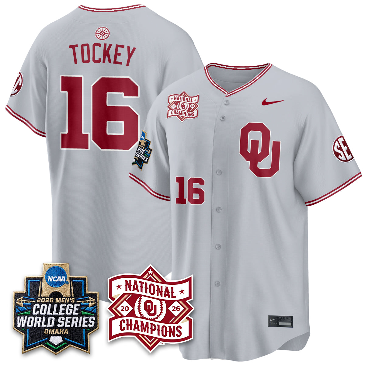 Oklahoma Sooners Nike 2026 NCAA Baseball Men's College World Series Champions Vapor Jersey - Stitched