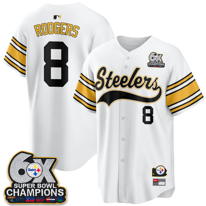 Pittsburgh Steelers 6X Champs Throwback Baseball Vapor Jersey - Stitched
