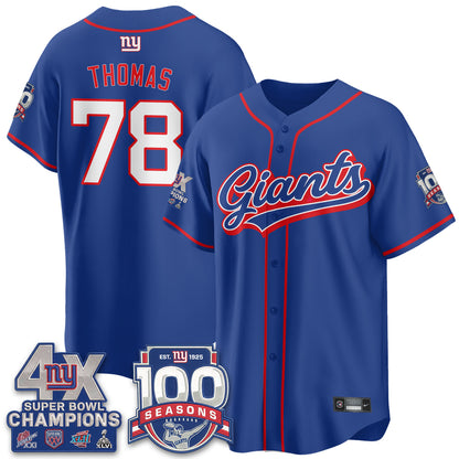 NYG 4X Champs & 100 Anniversary Vapor Baseball Jersey - Stitched