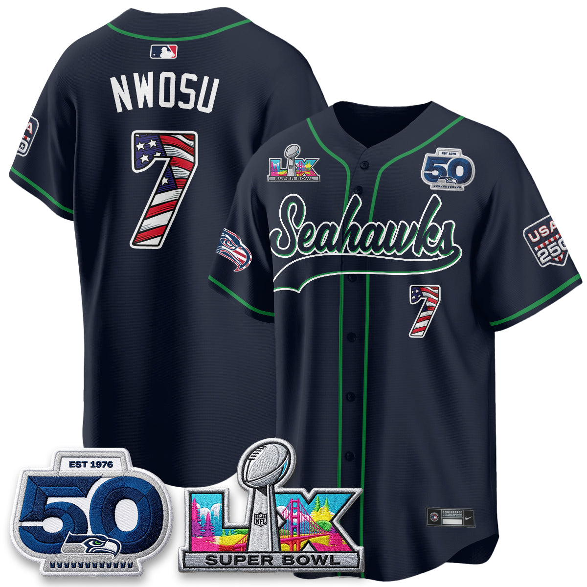SEA SB LX Champs America Edition Vapor Baseball Jersey - Stitch
