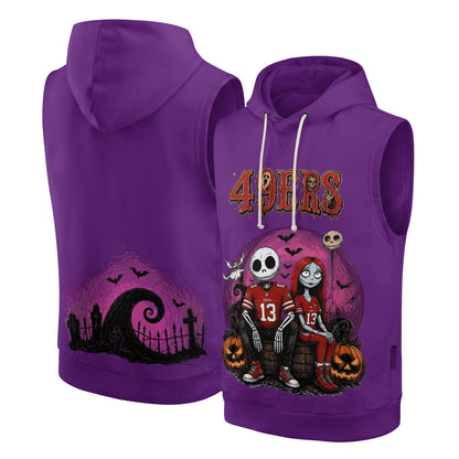 SF x Skeleton Gentleman & Rag Doll Bride Edition Sleeveless Hoodie Tank Top - Printed