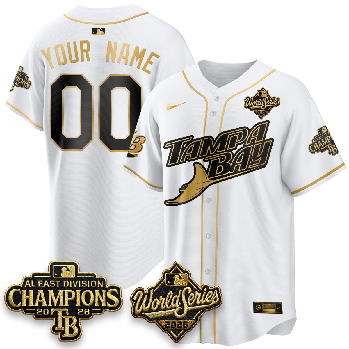 TB 2026 AL Champions Gold Edition Custom Vapor Jersey - Stitched