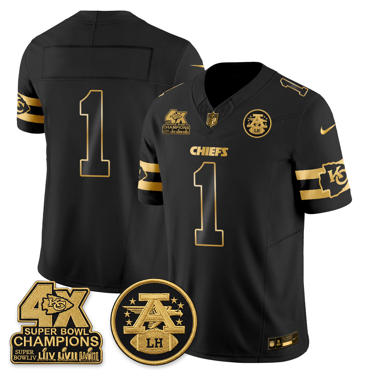 KC 4X Champs Gold Edition Vapor Jersey - Stitched