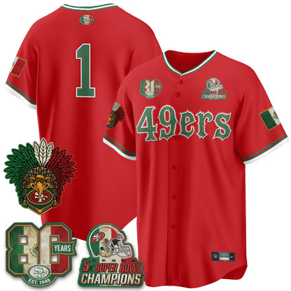 San Francisco 49ers Mexico Edition Baseball Vapor Jersey - Stitched