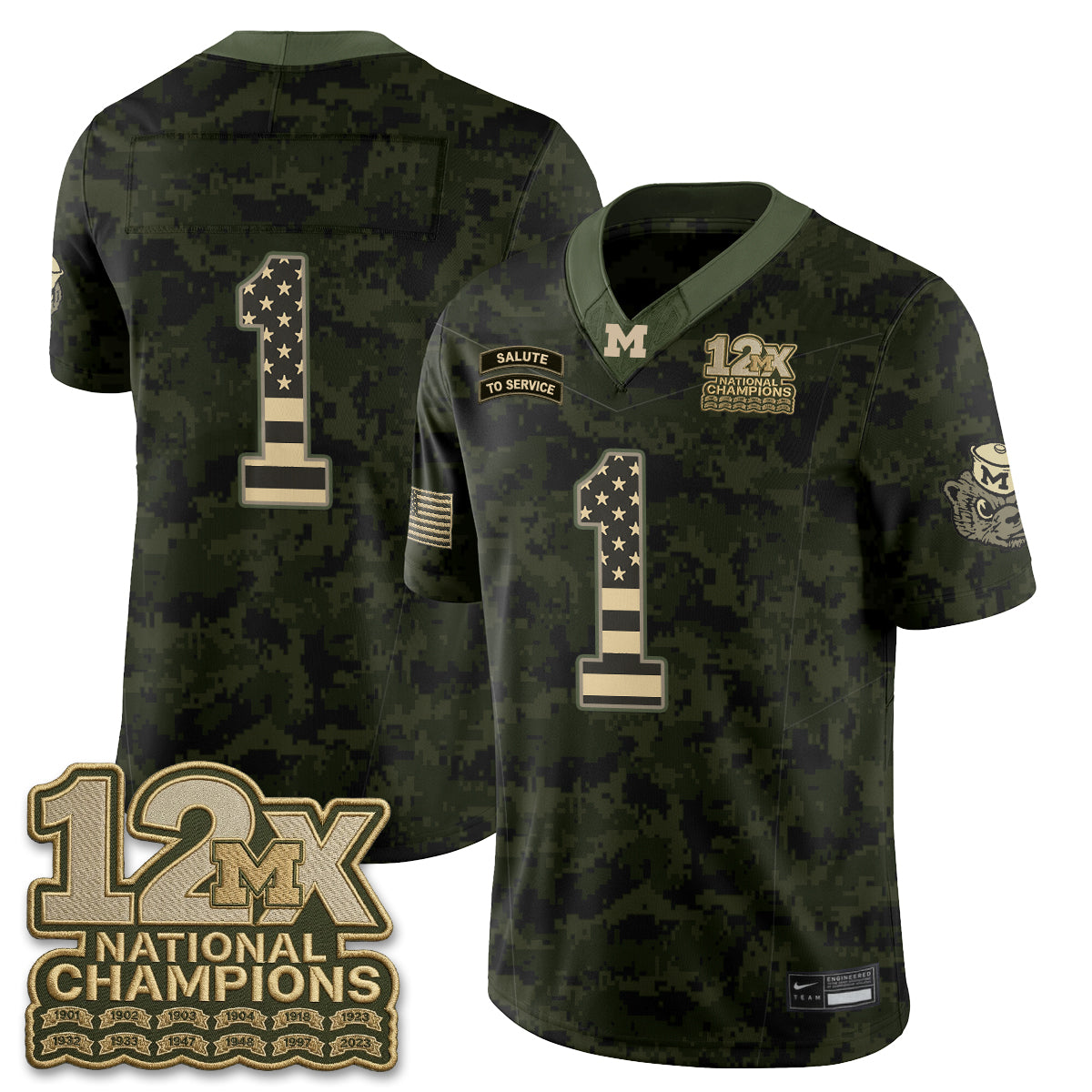 Michigan Wolverines 2026 Salute to Service Vapor Jersey - Stitched