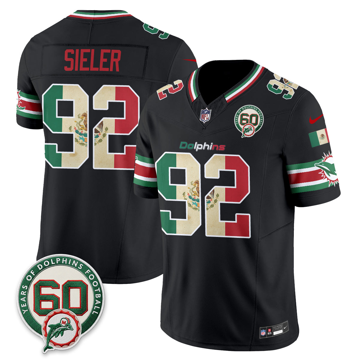 Miami Dolphins Mexico Edition Vapor Jersey - Stitched