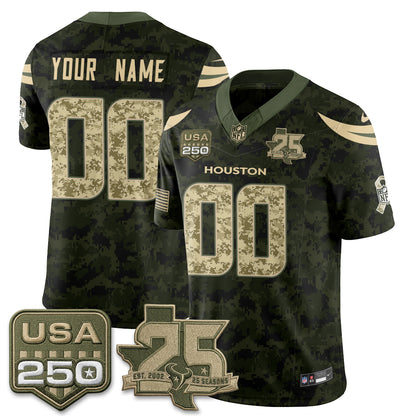 HOU 2026 Salute to Service Edition Vapor Custom Jersey - Stitched