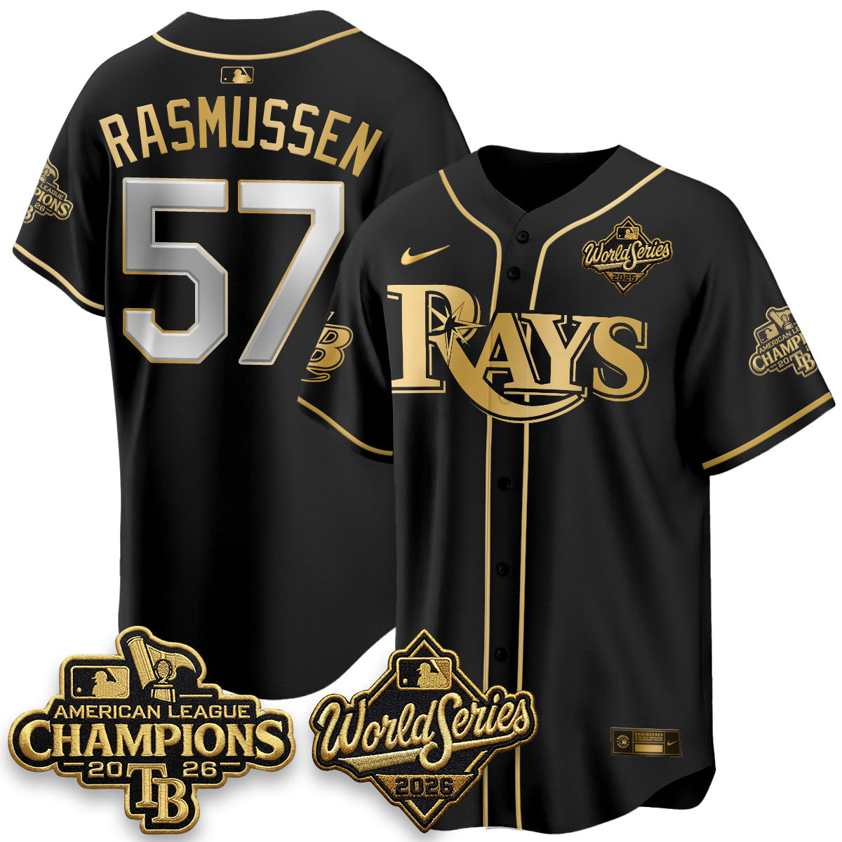 TB 2026 AL Champions Black Gold Edition Vapor Jersey V2- Stitched